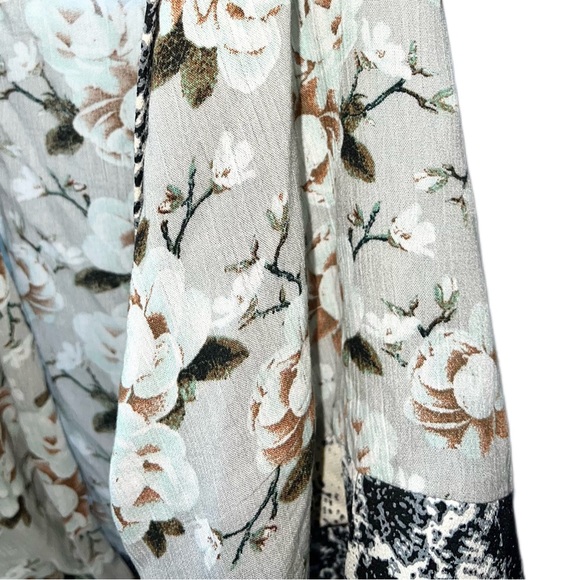 POL - Navy and Mint Green Mixed print Belted Kimono Duster - Picture 9 of 14